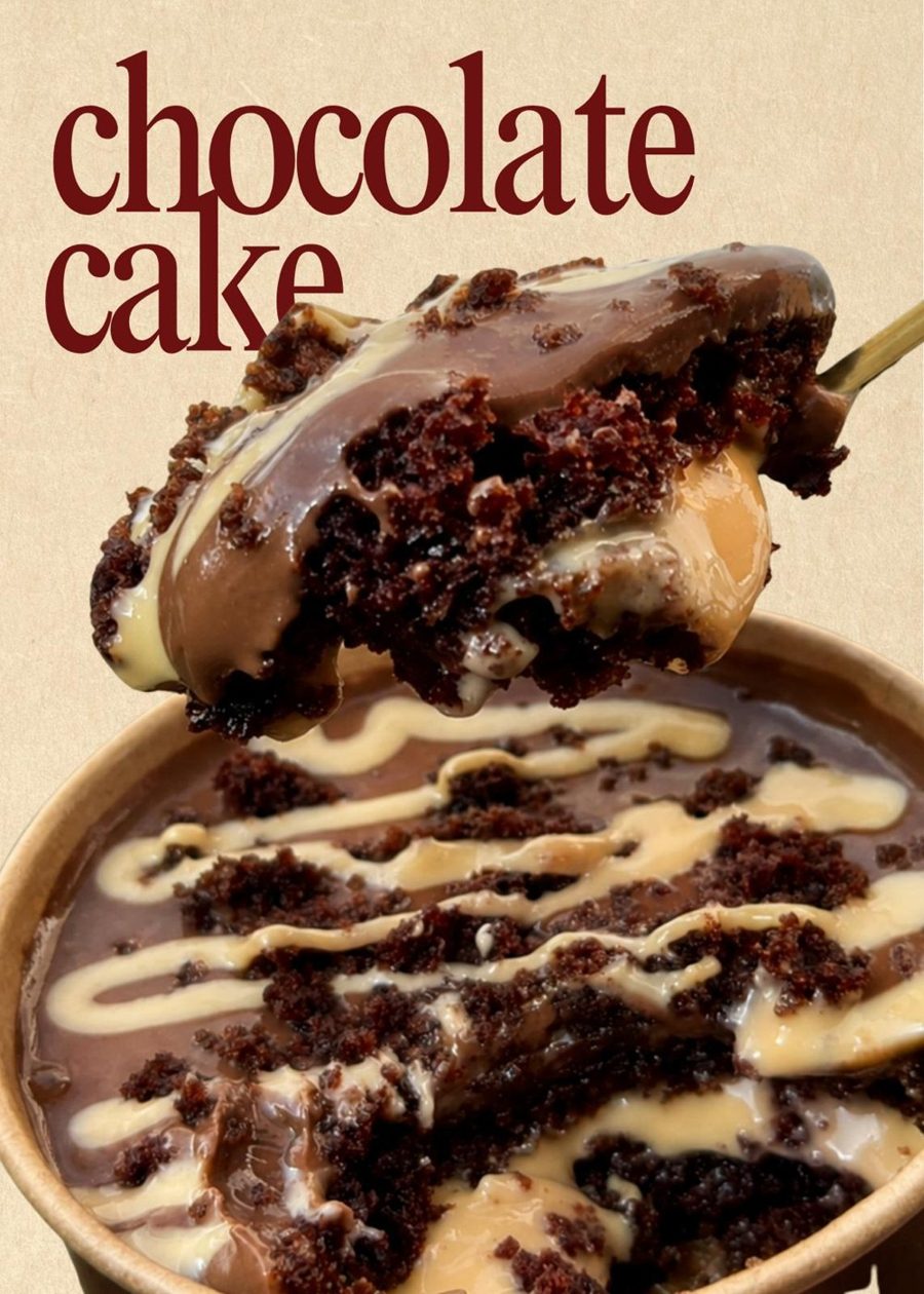Chocolate cake dessert on a spoon